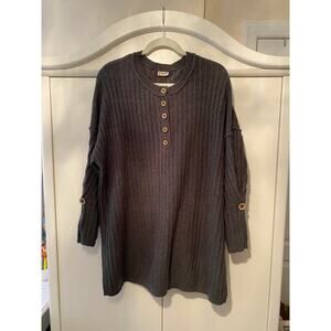 Intimately Free People Around The Clock Henley Top Gray Oversized size small